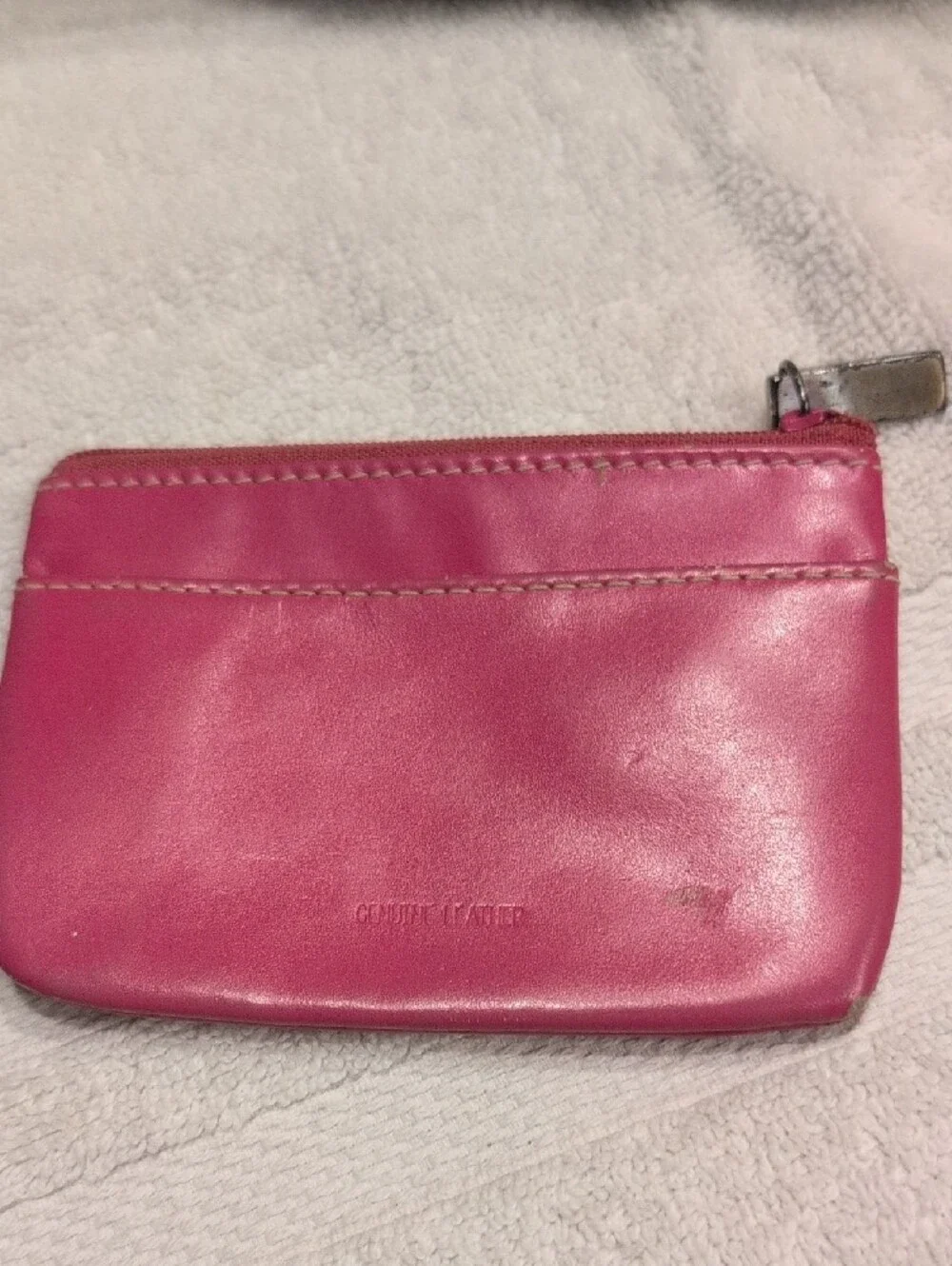 Fossil Hot Pink Leather Zip Card Holder